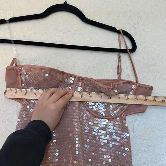 HOUSE OF CB S D-DD 'Bonita' Cafe Au Lait Sequin Maxi Dress NWOT size S - Picture 8 of 15